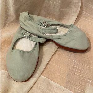 Green Cotton Mary Janes